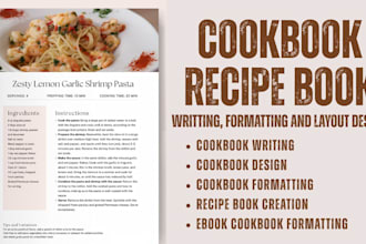 write and design cookbook recipe book, cookbook formatting, kdp cookbook design