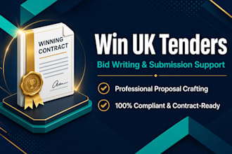 handle UK tender bids, proposal writing and submission support, rfp, rfq