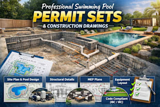 create swimming pool permit drawings pool construction plans blueprint autocad
