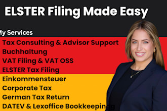 german tax return, bookkeeping, vat, elster filing, tax advisor, steuerberater