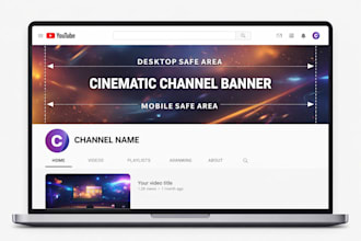 create a cinematic youtube channel banner or channel art