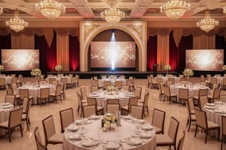 design a 3d impressive hall, 3d event center, 3d wedding hall, conference hall