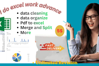 do data cleaning,organize, merge, split and PDF to excel