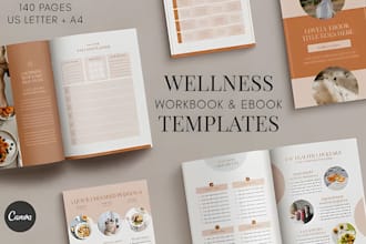 design canva wellness ebook, mindfulness workbook, self help guide, digital work