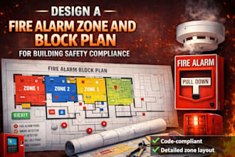 design a fire alarm zone and block plan for building safety compliance
