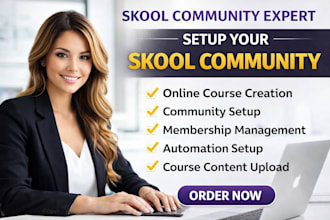 setup skool community skool online course and skool membership site skool expert