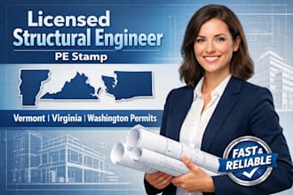 licensed structural engineer pe stamp in vermont virginia washington permit