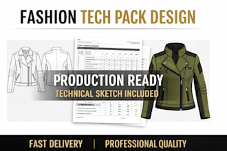 design fashion tech pack, clothing tech pack and technical flat sketch