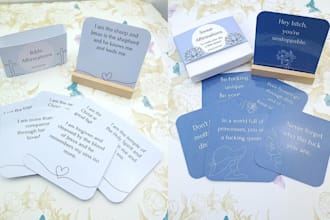 design amazing christian affirmation card, card box mockup, business card design