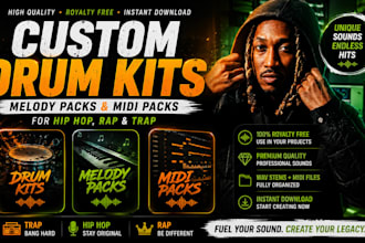 create custom drum kits, melody packs and midi packs for hip hop, rap and trap
