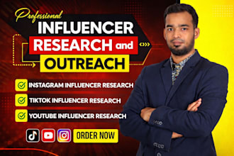 research and outreach instagram tiktok youtube influencers for marketing