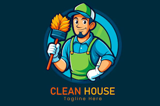 design cleaning mascot logo design with company
