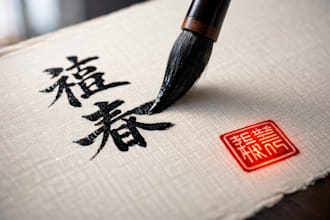 design chinese calligraphy custom kanji japanese name logo asian ink brush art