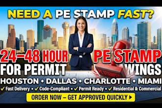 provide pe stamp engineering drawings in houston, dallas, charlotte, and miami