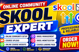 setup your online course community skool, kajabi, circle, skool community setup