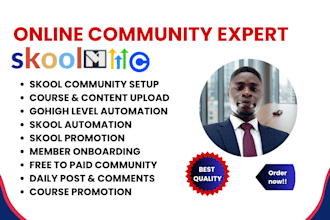 skool community setup,skool online community,skool community manager skool setup