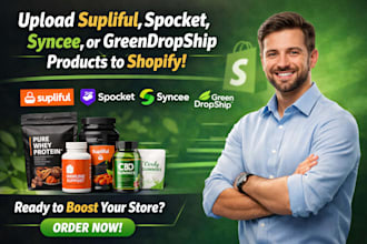 upload supliful greendropship spocket syncee products label design to shopify