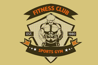 make vintage fitness center logo design with business page