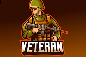 desgn wonderful veteran mascot logo design with 1 day delivery
