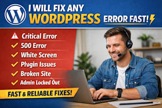 fix wordpress critical error, 500 error, white screen fast