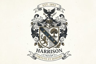 create a professional vintage family crest or regal shield logo