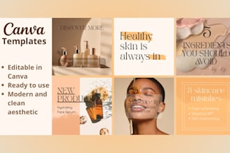 aesthetic skincare instagram canva templates