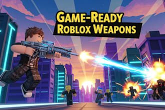 create realistic roblox weapon models for games with texturing and animation