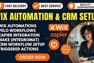 setup wix automations, velo workflows, zapier or make integrations, crm workflow