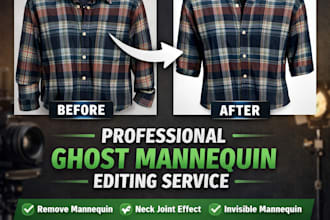 do professional ghost mannequin and neck joint photo editing