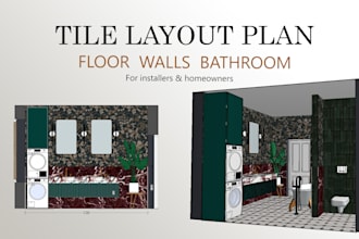 design a professional bathroom and floor tile layout plan