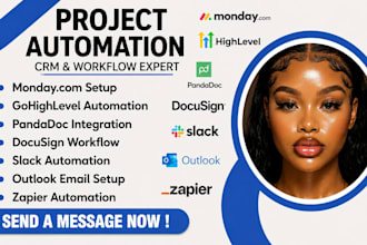 setup monday com gohighlevel pandadoc docusign slack outlook zapier automation