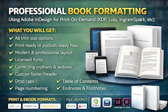 do book formatting, book layout design, kindle ebook format
