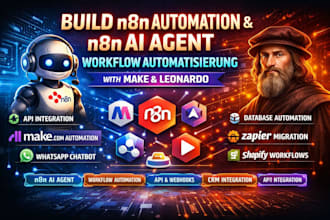 build n8n automation, n8n ai agent, workflow automatisierung with make leonardo