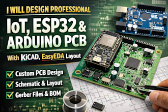 design professional pcb, iot pcb, esp32, esp32 arduino pcb in kicad or easyeda