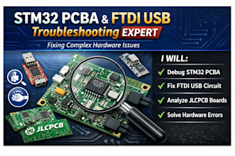 troubleshoot stm32 pcba hardware and fix ftdi usb circuit, jlcpcb assembly