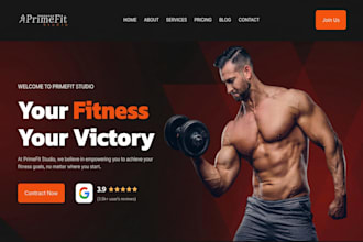design a modern gym website, fitness website, or yoga, workout, trainer website
