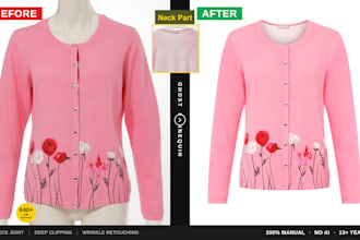 do ghost mannequin neck joint and flat lay clothing photo editing