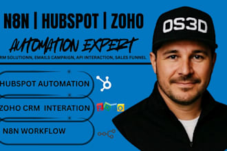 build n8n ai automation, hubspot, zoho CRM workflow and ai agent