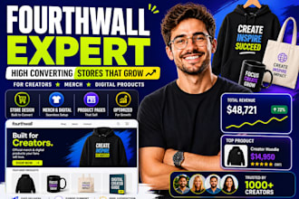 design fourth wall website and setup merch store for creators