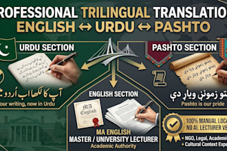 provide professional english to urdu and pashto translation