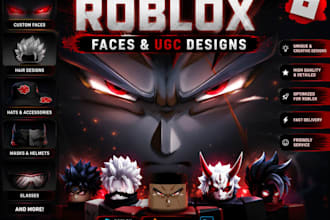 design roblox face avater, anime face design, beast, hair, hat, roblocx ugc