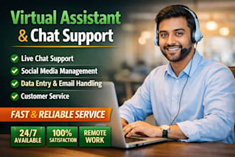 be your virtual assistant for chat support and social media management