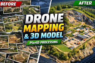 process drone images into 3d map, orthomosaic and terrain using pix4d