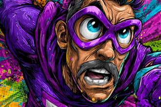 design amazing mascot, character and caricature superhero