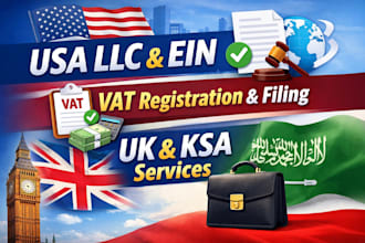 do USA llc, ein, business vat registration UK ksa, vat filing, sam gov