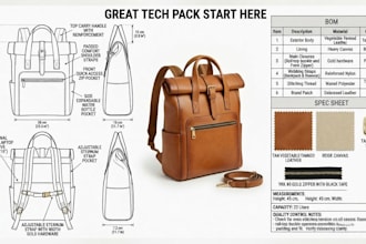 make custom bag tech pack design full spec for handbag, totes bag, backpack