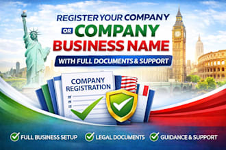 register your company and business name with full documents and support