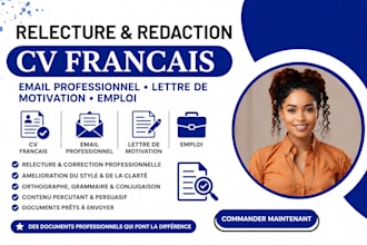relecture CV francais redaction email professionnel lettre de motivation emploi