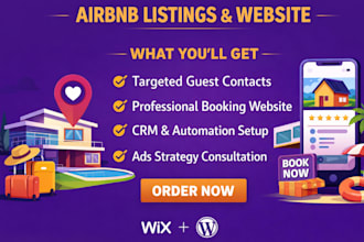 generate airbnb, rental property leads and design booking website on wix