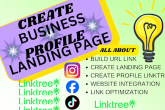 design business linktree web site landing page and redesign  social medial link